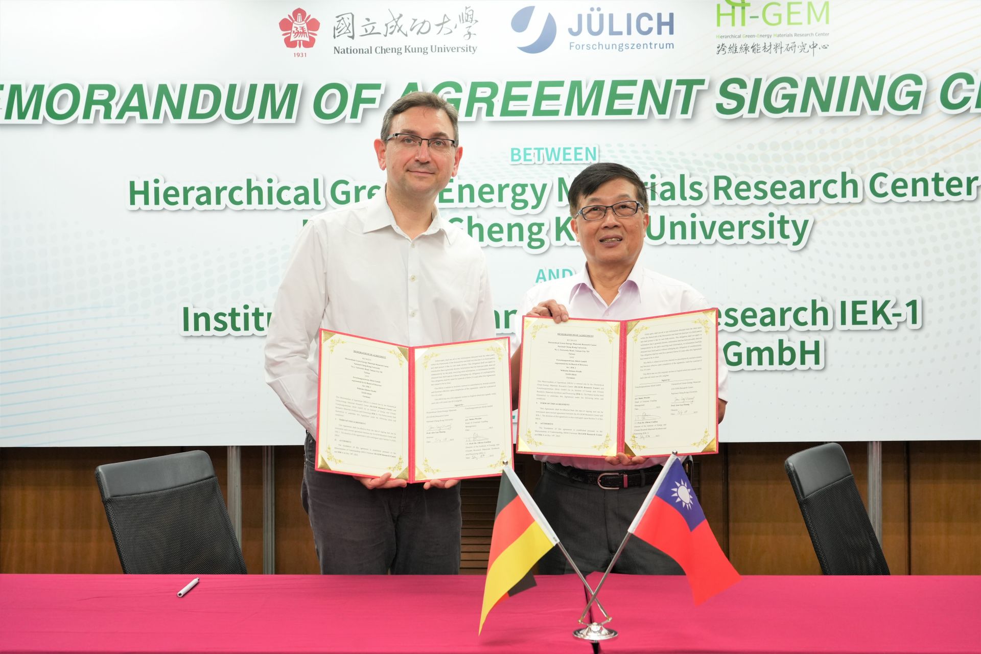 NCKU Signs MOC with Jülich Research Centre in Germany, Collaborating for Green Energy Scientific Advancement